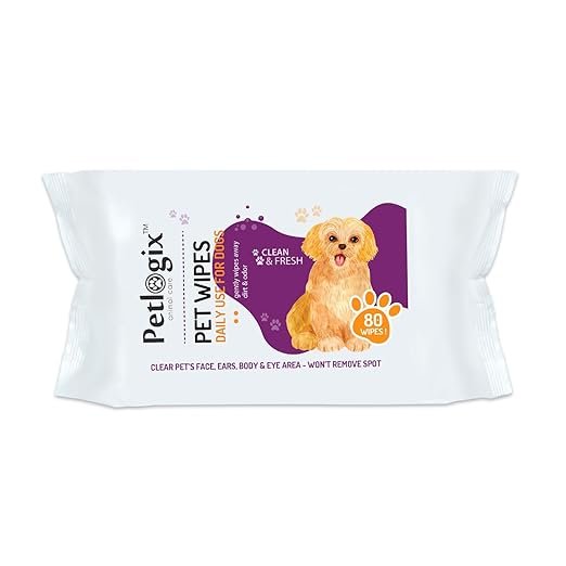 Petlogix Pet Wipes for Dogs, Puppies, & Pets Paw Cleaning, and Daily Care Soft on Pets Skin (80 Pcs)