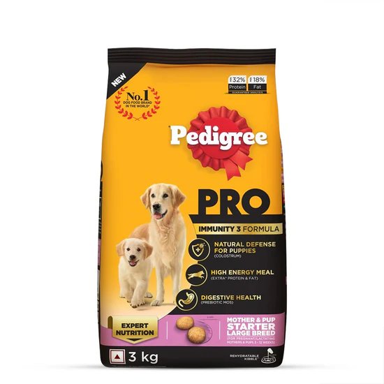 Pedigree PRO Expert Nutrition Dry Dog Food - Large Breed Starter for Lactating/Pregnant Mothers & Pups (3-12 Weeks) - 3kg