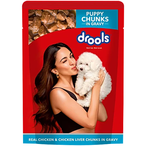 Drools Real Chicken and Chicken Liver Chunks in Gravy Puppy Wet Dog Food - 150g packs
